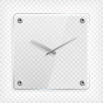 Transparent round glass wall clock with reflection and shadow Stock Illustration