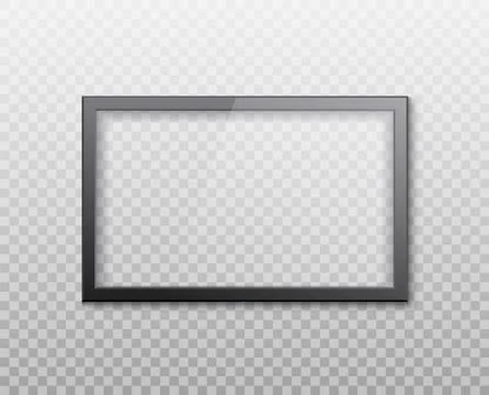 Transparent screen frame. Realistic black rectangular frame on a transparent イラスト素材