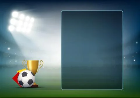 Transparent screen on soccer field. Vector stadium background. 스톡 일러스트