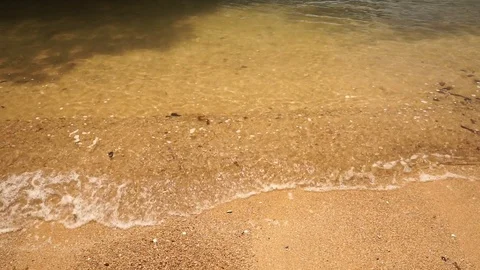 Transparent sea waves running to sandy shore. Stock Footage 109124164