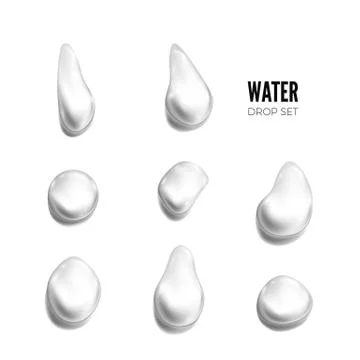 Transparent set of drops. Vector illustration isolated on white background Stock Illustration