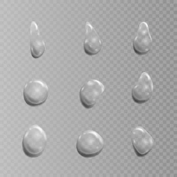 Transparent set of drops. Vector illustration isolated on transparent  backgr Stock Illustration