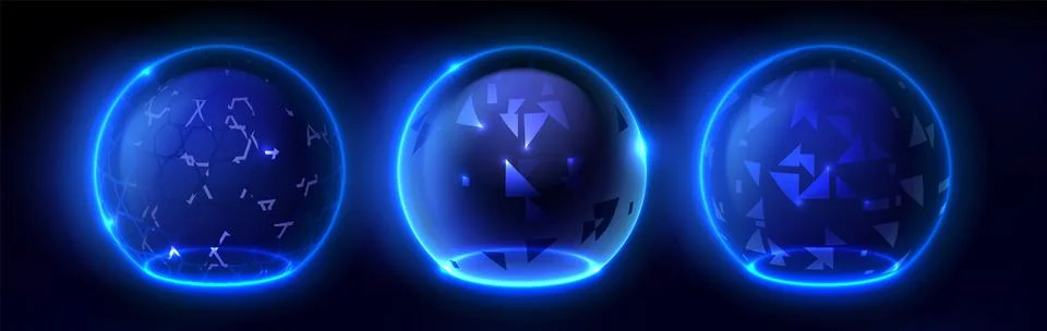 Transparent shield domes, glowing abstract pattern Illustrazione stock