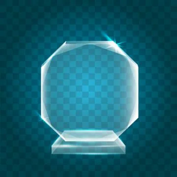 Transparent Shining Blank Vector Acrylic Crystal Glass Trophy Award template Stock Illustration