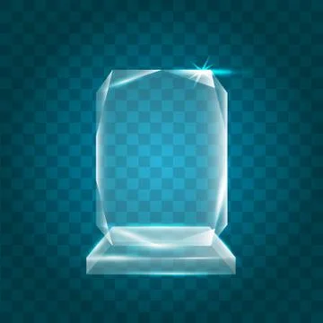 Transparent Shining Blank Vector Acrylic Crystal Glass Trophy Award template Stock Illustration