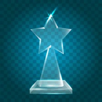 Transparent Shining Blank Vector Acrylic Crystal Glass Trophy Award template Illustrazione stock