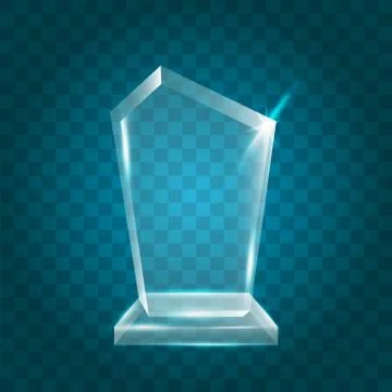 Transparent Shining Blank Vector Acrylic Crystal Glass Trophy Award template Stock Illustration
