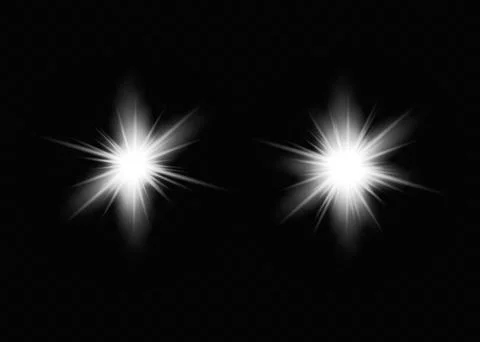The transparent shining sun, bright flash. Star on transparent background Stock Illustration