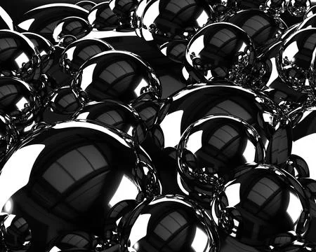 Transparent shiny bubbles on a black background. Texture. 3d illustration. Stock Illustration