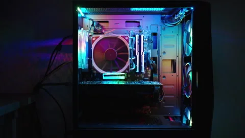 Transparent side panel on the desktop PC... | Stock Video | Pond5