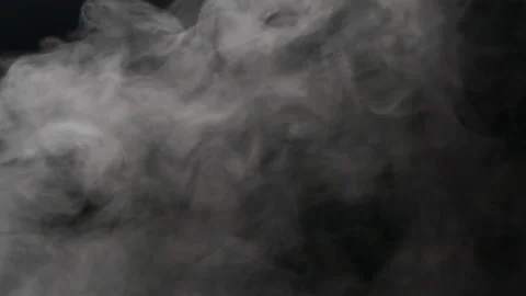 Transparent smoke clouds, abstract fog, white steam texture on black background Stockbeeldmateriaal 233237080