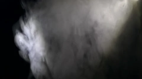 Transparent smoke clouds, abstract fog, white steam texture on black background Video stock 239129846