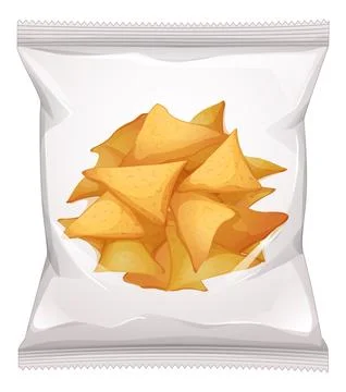 Transparent Snack Bag with Triangular Corn Chips Illustration 스톡 일러스트