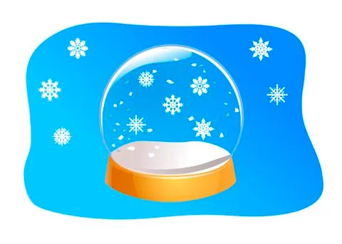 Transparent Snow Globe. Empty glass sphere with snowflakes. Crystal ball Illustrazione stock
