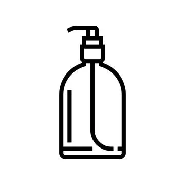 Transparent soap bottle design line icon vector illustration Stock Illustration