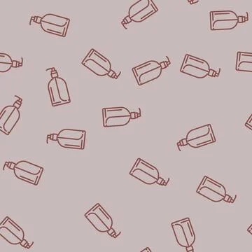 Transparent soap bottle design line seamless pattern Stock Illustration