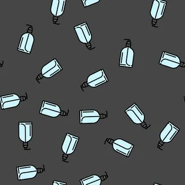 Transparent soap bottle design vector seamless pattern Ilustración de archivo