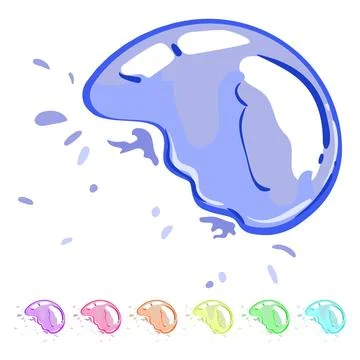Transparent soap bubble explosion cartoon vector graphic Stock Illustration