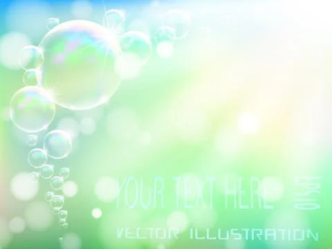 Transparent soap bubble on nature background Stock Illustration