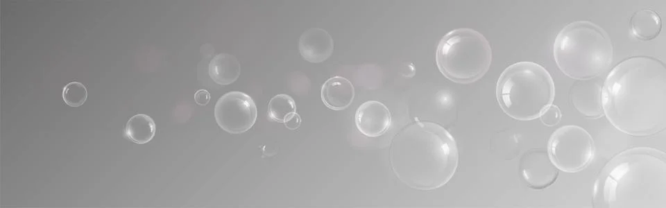 Transparent soap bubble or shampoo foam spheres Stock Illustration