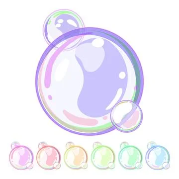 Transparent soap bubbles cartoon vector graphic Stock Illustration