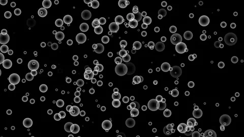 Transparent Soap Bubbles Floating Overlay on Black Background Loop Stock Footage 345719969