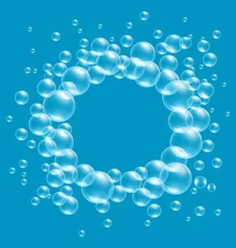 Transparent soap bubbles like frame on blue Stock-Illustration