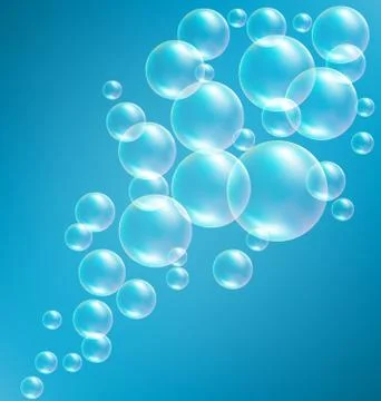 Transparent Soap Bubbles like Frame on Blue Stock Illustration