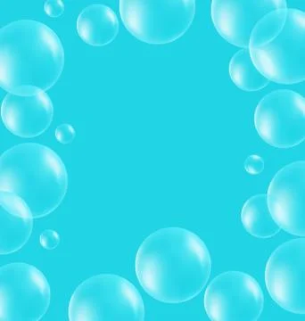 Transparent soap bubbles like frame on blue Stock-Illustration