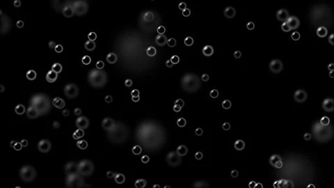 Transparent soap bubbles with reflection isolated on black background. 3d abs Stock Illustration