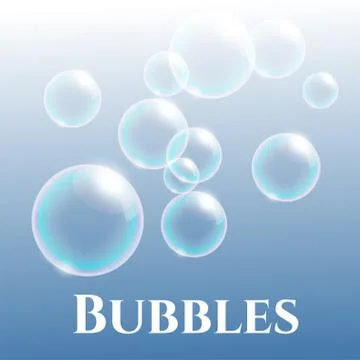 Transparent soap bubbles with reflection, vector illustration Stock Illustration