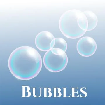Transparent soap bubbles with reflection, vector illustration Stock Illustration