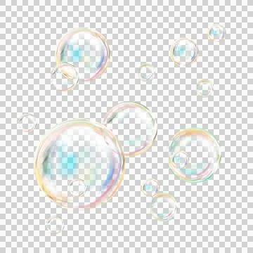 Transparent Soap Bubbles Vector Colorful Falling Soap Bubbles Isolated Stock Illustration