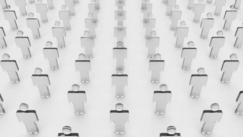 Transparent society. A system of transparent flat figures is approaching the Stock Footage 128256064