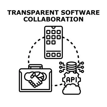 Transparent software collaboration and business integration concept Stock Illustration