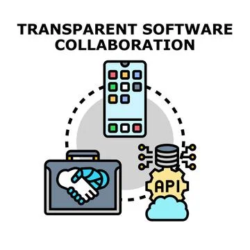 Transparent software collaboration and business integration concept Illustrazione stock