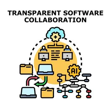 Transparent software collaboration and development process Stock Illustration