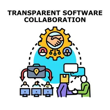 Transparent software collaboration creating effective teamwork and project .. 스톡 일러스트