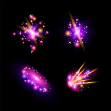 Transparent sparkling light effects and flares. Glittering galaxy Stock Illustration
