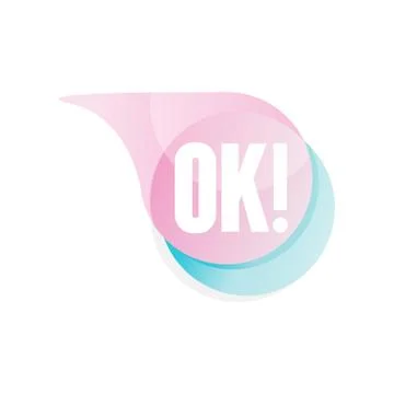 Transparent speech bubble with text OK . Icon in gradient pink and blue color イラスト素材