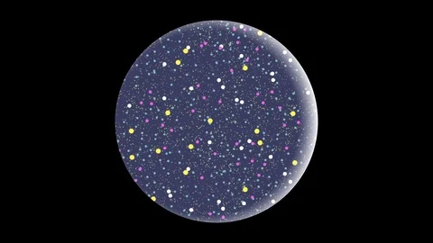 Transparent sphere with falling balls Stock Footage 97698924