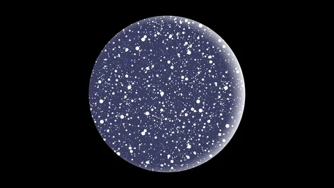 Transparent sphere with falling white balls. Looping animation. Stock Footage 97699082