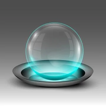 Transparent sphere on plate Stock Illustration