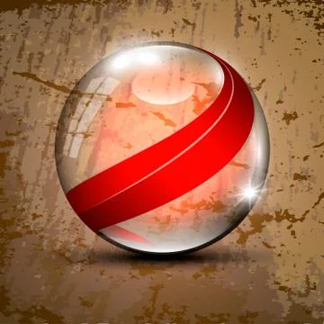 Transparent sphere with red lines Stock Illustration