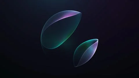 Transparent split sphere on dark background, teal and violet floating glass.. 스톡 일러스트