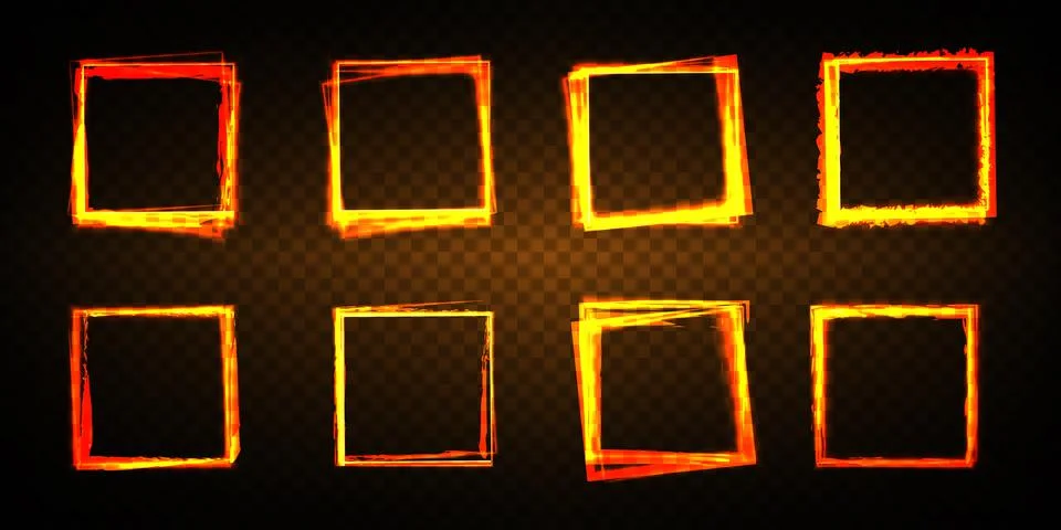 Transparent square lens with light effect. Abstract sparkling glitter Ilustração Stock