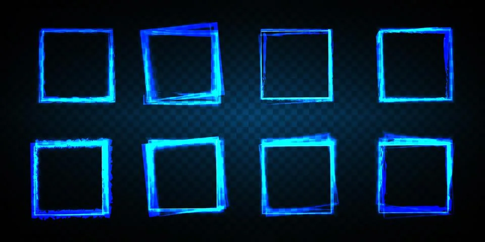 Transparent square lens with light effect. Abstract sparkling glitter Illustration