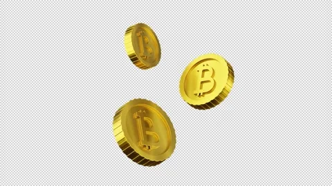 Transparent stylized animation floating bitcoin 3D coins movement Stock Footage 220718559