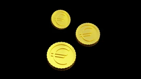 Transparent stylized animation floating euro 3D coins movement Stock Footage 240750751