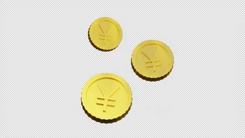 Transparent stylized animation floating yen yuan 3D coins movement Stock Footage 220917897